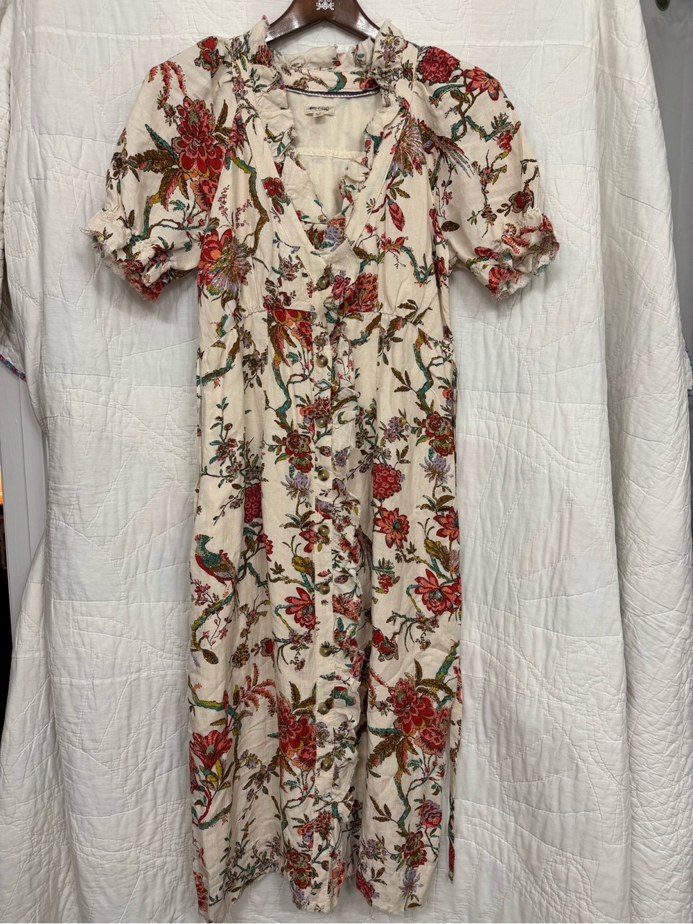 PILCRO Anthropologie Ruffle Collar Button-Down Midi Dress - Picture 3 of 11